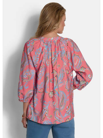 GOLDNER Kurzgröße:  Viskosebluse mit Paisley-Muster in koralle / gemustert