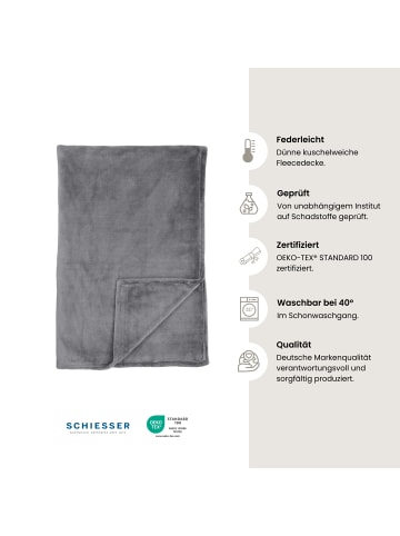 Schiesser Velvet Soft-Wohndecke Mia in Dunkelgrau
