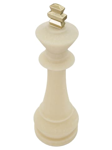 Mauro Ferretti Schachkönig aus beigefarbenem und goldfarbenem Kunstharz, Ø 13 x 41 cm