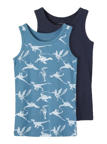 name it Jungen Unterhemden im 2er-Pack mit Dino Motiv in Blau