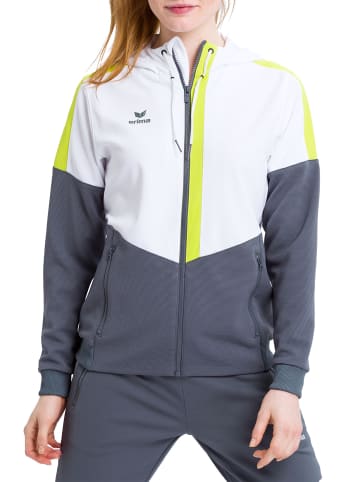 erima Damen Squad Trainingsjacke mit Kapuze in weiss/slate grey/bio lime