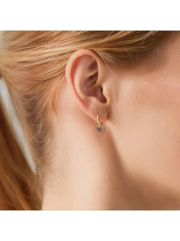 Glanzstücke München Ohrringe Herz aus Sterling Silber mit Zirkonia in gelbgold