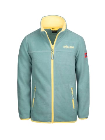 Trollkids Fleece Jacke "Oppdal XT" in Gletschergrün/Limonade