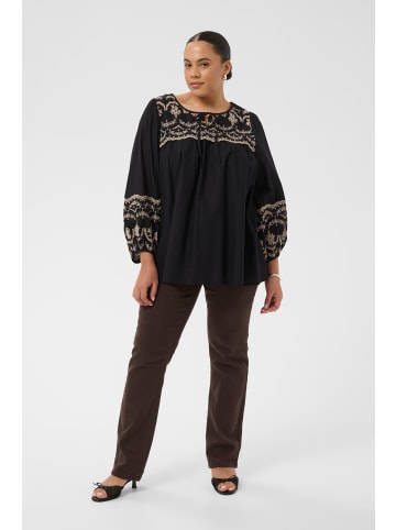 KAFFE curve Langarm-Bluse KCkit Loose fit in Black Deep