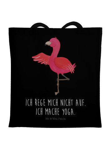 Mr. & Mrs. Panda Einkaufstasche Flamingo Yoga mit Spruch in Schwarz