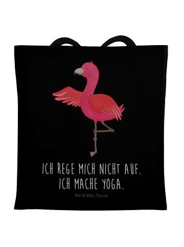 Mr. & Mrs. Panda Tragetasche Flamingo Yoga mit Spruch in Schwarz