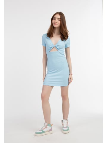 myMo Damen Minikleid Aus Rippstrick in Hellblau