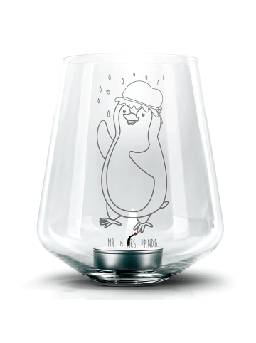 Mr. & Mrs. Panda Kerzenständer Pinguin Duschen ohne Spruch in Transparent