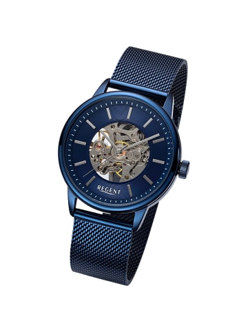Regent Armbanduhr Regent Metallarmband blau extra groß (ca. 40mm)