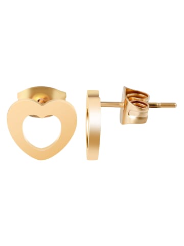 Adeliás Damen Ohrringe – Ohrstecker Herz aus Edelstahl in gold