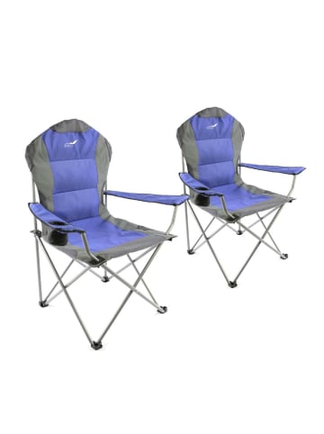 VCM  2x Angelstuhl Getränkehalter Campingstuhl klappbar in Blau