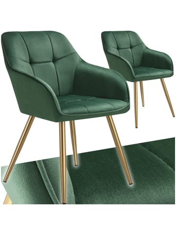 tectake Polstersessel gepolstert, in Samtoptik, gesteppt, 58 x 62 x 82 cm