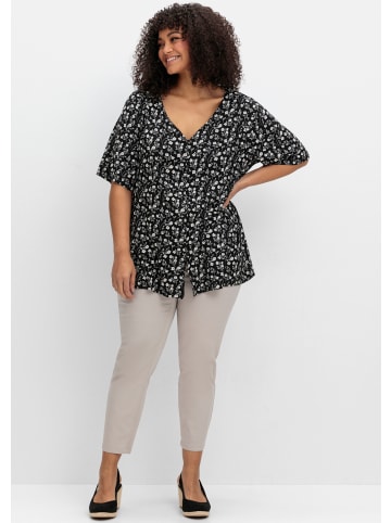 sheego Shirt in schwarz-gemustert