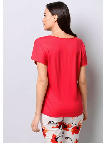 Alba Moda Shirt mit Spitzen am Ausschnitt in rot
