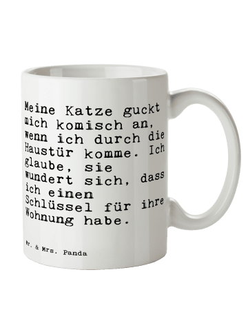 Mr. & Mrs. Panda Tasse Meine Katze guckt mich... mit Spruch in Weiß