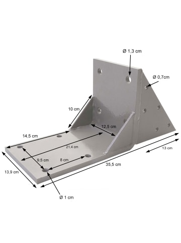 MCW 2er-Set Dachsparrenadapter für Kassetten-Markise, Grau