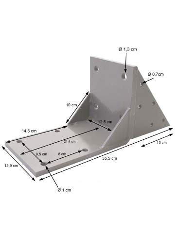 MCW 2er-Set Dachsparrenadapter für Kassetten-Markise, Grau