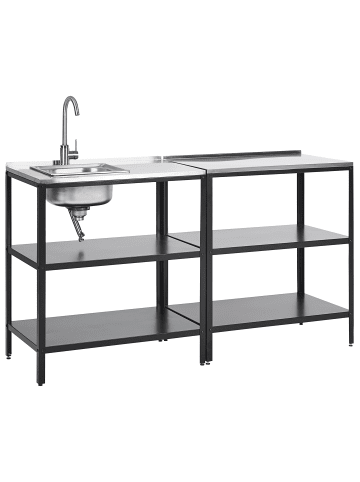 Beliani 2er-Set Gartenküche VILAMA in Schwarz/Silber