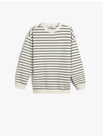 KOTON Sweatshirt in Ekru Gestreift