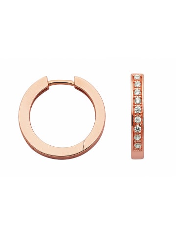 Adeliás Damen 925 Silber Ohrringe / Creolen mit Zirkonia Ø 20,1 mm in rose