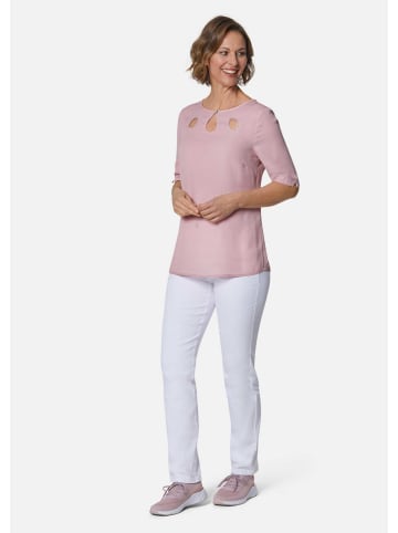 GOLDNER Bluse Feminine Bluse mit aufregender Ausschnittlösung in rosenquarz