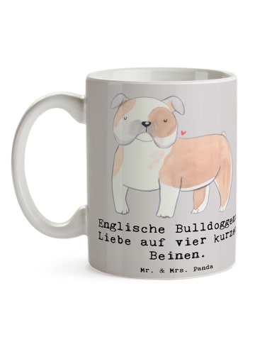 Mr. & Mrs. Panda Becher Englische Bulldogge Liebe mit Spruch in Grau Pastell