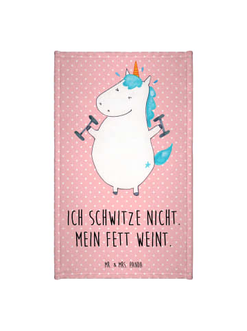 Mr. & Mrs. Panda Handtuch Einhorn Fitness mit Spruch in Rot Pastell