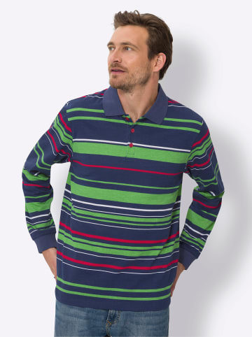 Sieh an! Langarm-Poloshirt in marine-apfel-geringelt