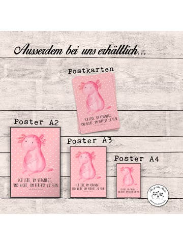 Mr. & Mrs. Panda Bild Axolotl Niedlich mit Spruch in Rot Pastell