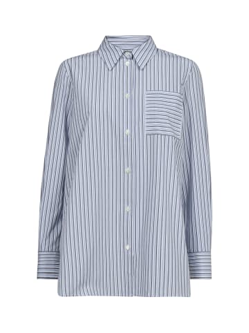 Mos Mosh Slim Stripe Shirt in Brunnera Blue