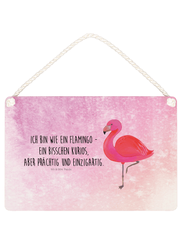 Mr. & Mrs. Panda Schild Flamingo Classic mit Spruch in Aquarell Pink