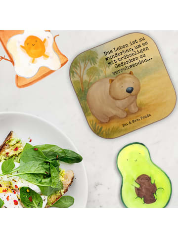 Mr. & Mrs. Panda Untersetzer für Gläser Wombat Design mit Spruch in Weiß