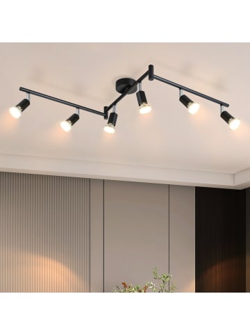ZMH Deckenleuchte in schwarz 6-flammige GU10 schwenkbar Küchenlampe L 108 cm