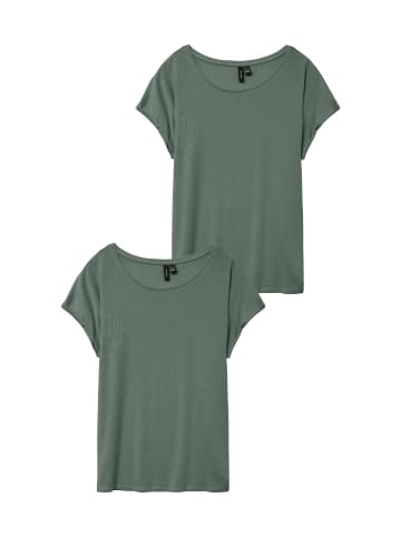 Vero Moda 2er-Pack T-Shirt Einfarbiges Stretch Oberteil in Apfelgrün