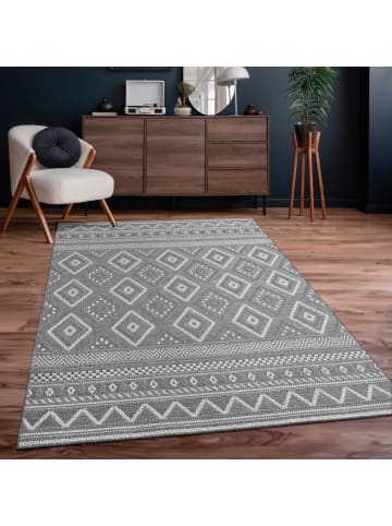 KADIMA DESIGN Teppich Kurzflor Rauten Wohnzimmer in Grau