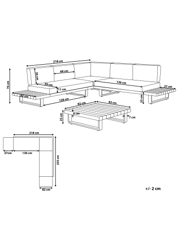Beliani 2-tlg Sitzgruppe MYKONOS in Beige/Braun