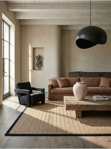 KADIMA DESIGN Jute-Teppich Naturfaser TRENT Geometrisch Boho Wohnzimmer in Braun-Schwarz