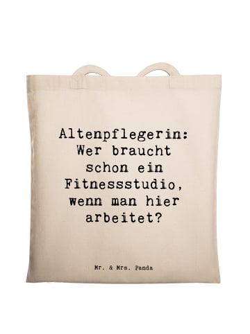 Mr. & Mrs. Panda Strandtasche Spruch Altenpflegerin Fitness mit ... in Creme