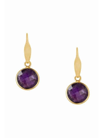 Gemshine Ohrringe Amethyst Tropfen in gold coloured