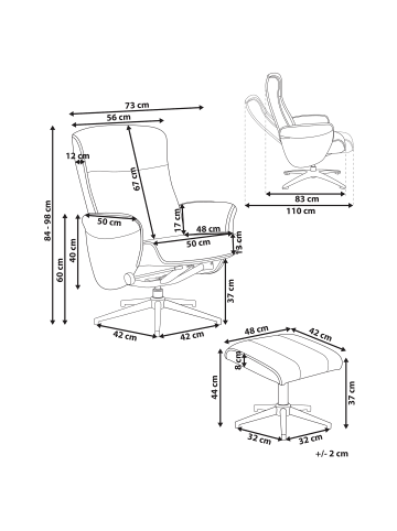 Beliani 2-tlg Fernsehsessel JAPET in Beige/Schwarz