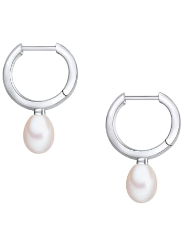 Lulu & Jane Diamant-Creolen Sterling Silber Diamant Süßwasser-Zuchtperle in silber