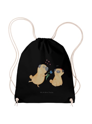 Mr. & Mrs. Panda Jutebeutel Mops Verliebt ohne Spruch in Schwarz