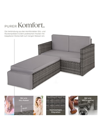 tectake Rattan Lounge, Hocker mit klappbarer Stütze