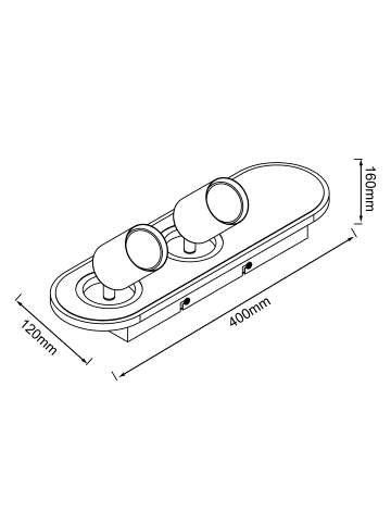 Brilliant Spotbalken, 2-flammig Kimon 18x40x12 cm in schwarz