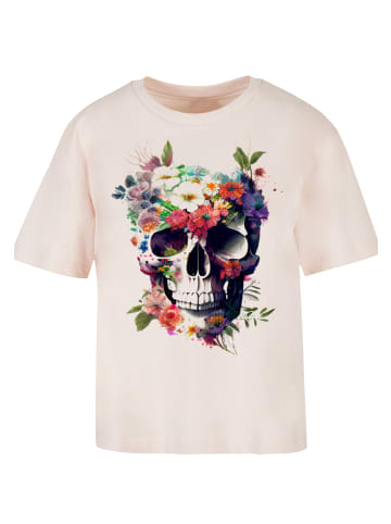 F4NT4STIC Ladies Everyday T-Shirt Totenkopf Blumen in pink