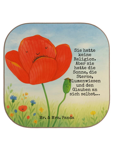 Mr. & Mrs. Panda Tassen Untersetzer Blume Mohnblume Design mit S... in Weiß