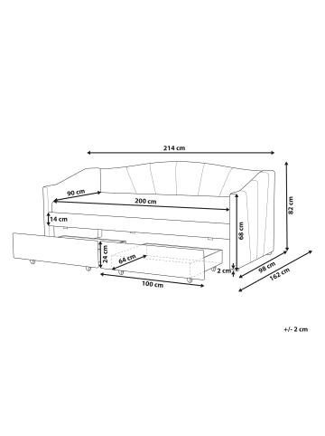 Beliani Einzelbett VITTEL in Rosa - (W) 98 x (H) 82 x (L) 214 cm