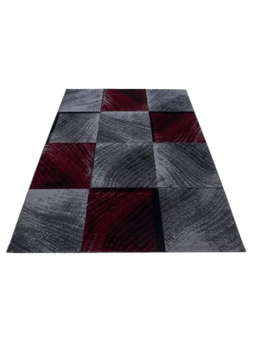 KADIMA DESIGN Teppich Kurzflor Karo-Design Polypropylen Wohnzimmer in Rot
