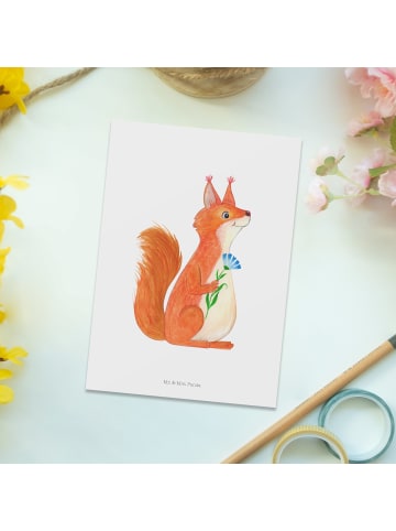 Mr. & Mrs. Panda Grußkarte Eichhörnchen Blume ohne Spruch in Weiß