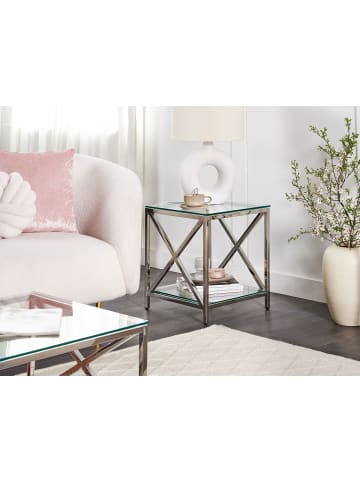 Beliani Beistelltisch AUDET in Silber/Transparent - (W) 45 x (H) 48 x (L) 45 cm